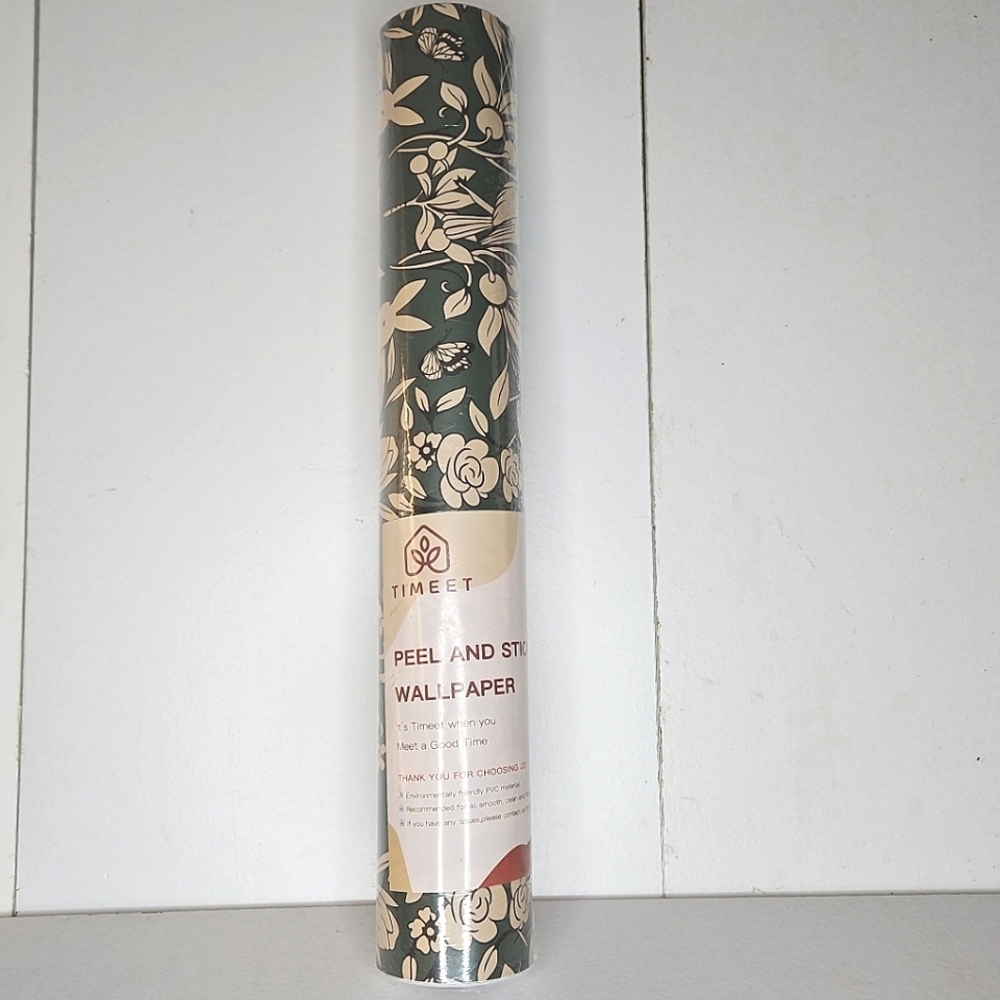 Timeet Green Floral WallpaperPeel & Stick Wallpaper Cute 16.14'x393.7" Homecore